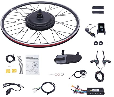 SABUIDDS 28/29/700C 48V 1000W E-Bike Umbausatz Ebike Nachrüstsatz DIY E-Bike mit LCD Display Electric Bicycle Umbausatz für V-Brake Scheibenbremse Vorderrad Bike (für HL Plus 48V 13Ah Akku)