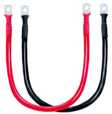 ECO-WORTHY Batteriekabel 2 Stück 35CM 16mm² Batterie Kupferkabel mit M6 Ringklemmen für Auto KFZ LKW Motorrad Solar Wohnmobil Marine Massekabel