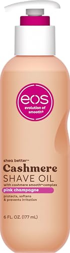 eos Cashmere Shave Oil – rosa champagne fuktgivande raklösolja – med sheasmör och glycerin – för känslig hud – 177 ml (6 fl oz)