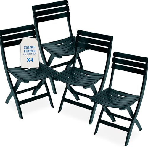 Tomaino - Sedie Pieghevoli da Esterno in Plastica - Set di 4 Sedie Pieghevoli Plastica Portatili Per Uso Esterno e Interno - Sedia Pieghevole Giardino, Balcone, Campeggio - Verde