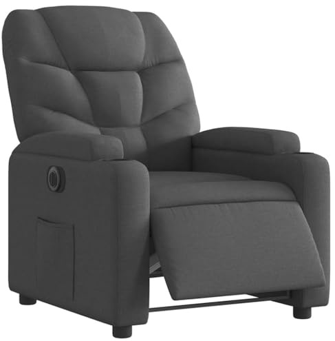 vidaXL Relaxsessel, Sessel mit Liegefunktion Elektrisch, Fernsehsessel Liegesessel für Wohnzimmer, Ruhesessel Polstersessel, Dunkelgrau Stoff
