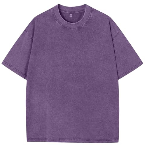 PADOLA T Shirt Uomo Cotone Maglietta Uomo Manica Corta Vintage Lavato Oversized Streetwear Camicia T Shirt Semplice