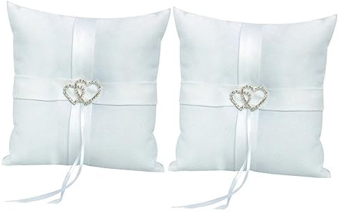 IMIKEYA 2St doppelte Herzringe Untersetzer aus Acryl Hochzeit liefert Ringe Sahnebehälter mit Deckel trauzeugen Geschenke bridesmaid das Kreuz Kopfkissen Ringeinstellung Braut Weiß