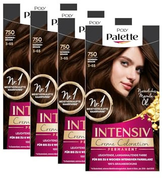 Palette Intensiv Creme Coloration 3-65/750 Schokobraun Stufe 3 (4 x 115 ml), Permanente Haarfarbe für bis zu 8 Wochen intensiven Farbglanz & 100% Grauabdeckung