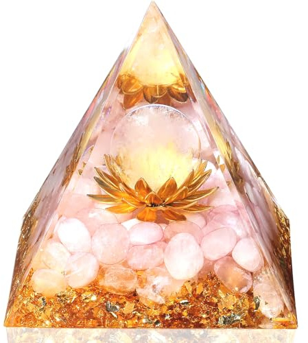 GUJOXILA Rose Quartz Crystal Gifts Crystals and Healing Stones Pink Crystal Gifts for Women Bedroom Desk Ornaments Decor Spiritual Protection Lotus Flower Tower Teacher Think You Gift