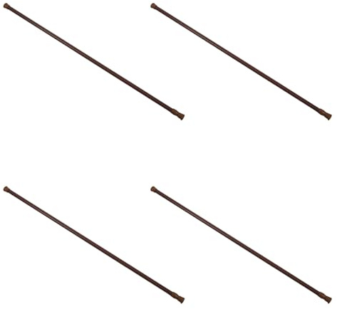 Lot de 4 tringles télescopiques extensibles à ressort pour voilage, 70-120 cm, couleur bois