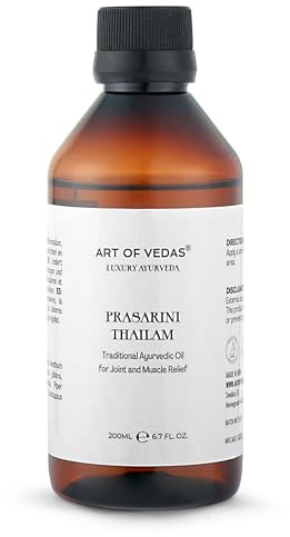 Art of Vedas Prasarini Thailam 200 ml | Olio ayurvedico tradizionale per il massaggio del corpo | Base di sesamo spremuto a freddo | Per il rituale quotidiano di Abhyanga