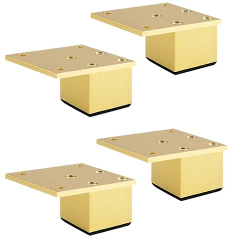 SZLXJMFL Schrankfüße Gold, Möbelfüße, 4×Schrankfüsse, Quadrat, Höhenverstellbar Höhe: 6-40cm Eloxierte Oberfläche Sockelfuß Ø37mm Sideboard/Nachtschrank Füße Möbelbeine Aluminiumlegierung-3cm/1.2in