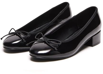 MIRAAZZURRA Escarpins à talon bloc pour femme - Bout rond - Ballerines à talon bas - Ballerines à enfiler - Pour les loisirs, la mode, les loisirs, le travail, etc, Noir , 36 EU