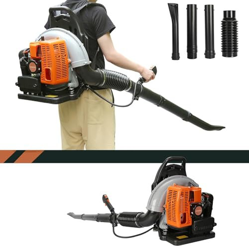 63CC Gas Powered Backpack Leaf Blower, 665CFM 2-Stroke 3HP Gas Leaf Blower for Lawn Care, Powerful Wind Force & Ergonomic Design & Long Nozzle (EB650)