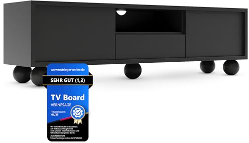 VERNESAGE TV Board – Fernseher-Lowboard [mit Buchenholz-Füßen] & Schrank mit Kabelmanagement - Sideboard für Wohnzimmer | TV-Tisch, Kommode, Fernseh-Regal | Modern Living Room Cabinet