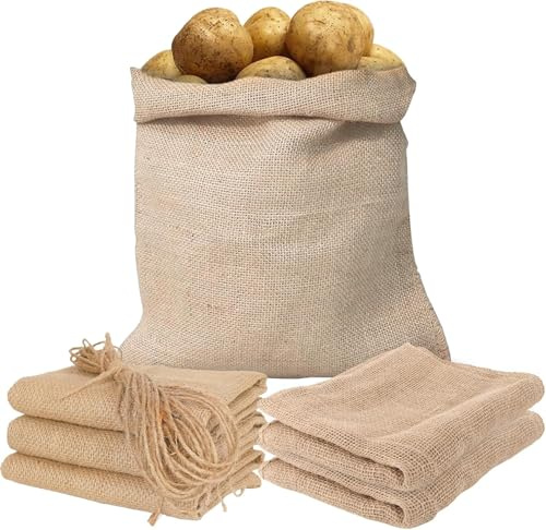 LDXDRU Juego de 6 bolsas de yute para plantas grandes, 60 x 100 cm, saco de yute, saco de yute grande, protección para plantas, invierno, resistente, saco de patatas, protección contra heladas, sacos