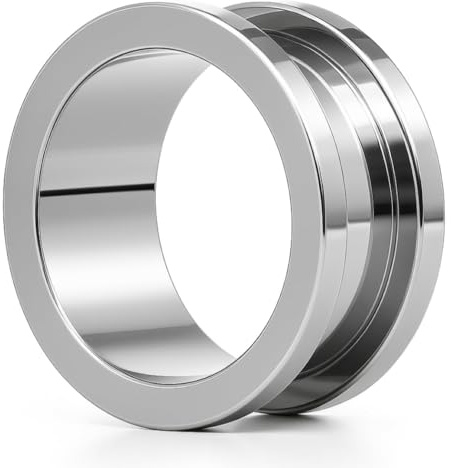 PIERCINGO® TITAN G23 Flesh-Tunnel PREMIUM TITANIUM Grad 23 Ohrtunnel Tunnel-Piercing 1.2mm–32mm Ohr-Stecker Plug Double-Flared Schraub-Gewinde ASTM F136 Silber Poliert