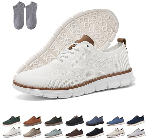 Scarpe Breeze da uomo, nuove sneakers Wearbreeze del 2025, urbane - Scarpe ortopediche ultra comode, scarpe casual eleganti, leggere, in mesh traspirante, con supporto plantare(Bianco,43 EU)