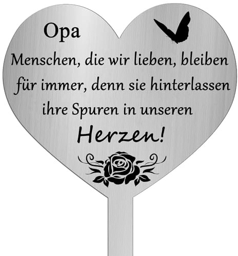TJUSPIRIT Papa/Mama/Opa/Oma Grabschmuck Grabdeko Grabstecker Edelstahl | mit Gravur Menschen, die wir lieben, bleiben für Immer, denn sie hinterlassen ihre Spuren in unseren Herzen!