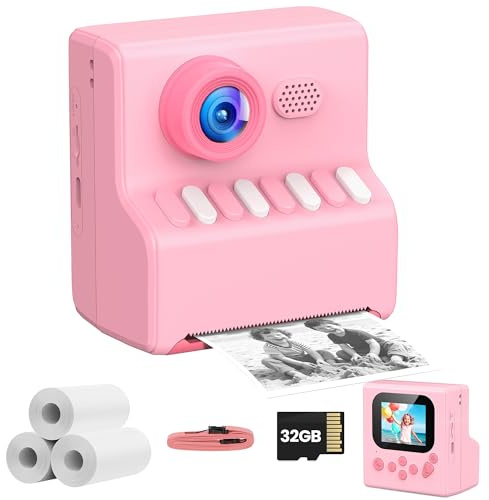 Camara de Fotos Instantaneas Niños: HODDRCCN 40MP Camara Fotos Infantil Instantanea Rosa - Incluye Tarjeta de 32G y Correa Portátil - Juguete Regalo Navideño de Cumpleaños para Niñas de 3 a 14 Años