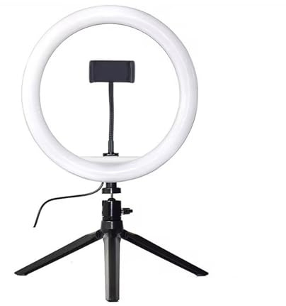 LuminescentDream Anillo de luz Ajustable,Anillo de luz de Escritorio,Aro de Luz con Trípode,y Alimentado por USB,3 Modos,10 Brillo,para Live Streaming,Maquillaje,Selfie,Maquillaje