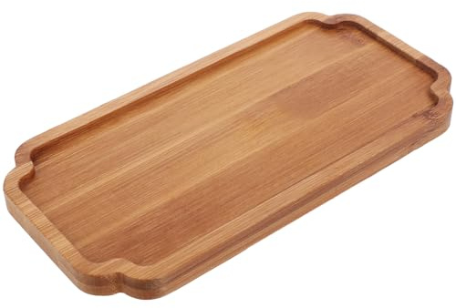Tweruna 17.5cm Rectangular Bamboo Tray for Bathroom, Octagonal Small Bamboo Tray, Decorative Trays for Food, Drinks, Decor, Vanity in Home, Kitchen, Bathroom, Coffee Table