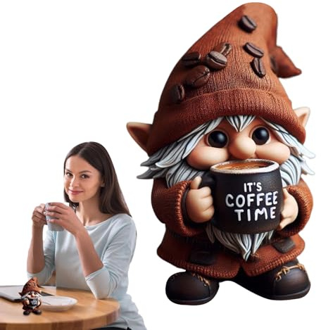 Coffee Gnome - Small Coffee Gnome Figurines | Handmade Resin Gnomes For CoffeeCorner & Home Decor | Mini Decorative Figurines For Home, Office, Or Travel ForCoffee Lovers & Collectors