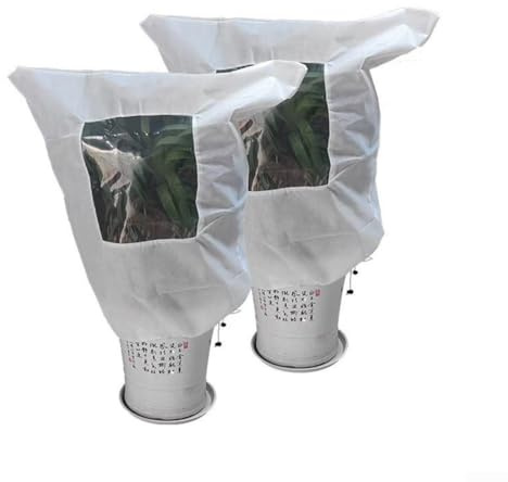 Gdfnmogo Juego de 3 fundas protectoras contra heladas para plantas, tela no tejida con cordón ajustable y ventana de visualización, 100 x 120 cm para uso en invierno al aire libre