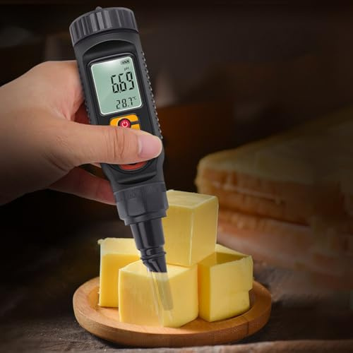 Honseadek Misuratore di pH digitale per test di suolo, alimenti e impasti con compensazione della temperatura, impermeabile, a penna, per verdure, carne, pane, latticini