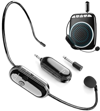 PORFOYO Micrófono Inalámbrico Diadema, 2.4G Micrófono de Diadema Inalámbrico, Wireless Micrófono Transmisión Inalámbrica de 30M