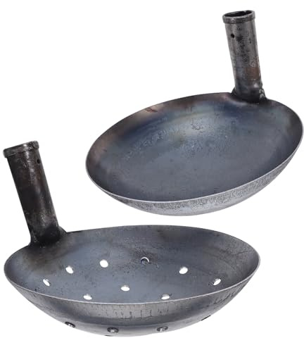 Yardenfun Pala Tamizadora Metálica para Jardinería 2 Piezas 23 CM Mango Vertical Cuchara Agujeros para Cribar Estiércol y Tamizar Tierra en Exteriores