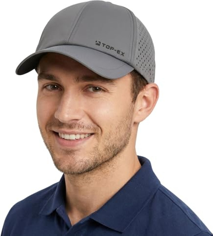 TOP-EX UVCoolix™ XL/XXL Sonnenschutz Kühlende Baseballkappe Herren Sommer Atmungsaktiv Leichte Sport Kappe mit Schnelltrocknend Mesh Lauf Fitness Cap Dunkelgrau