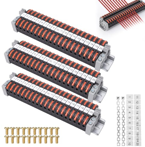 HISUEKIG 60 Stück Reihenklemmen Hutschiene, 0,08-4 mm² Hutschienen Klemmen mit Markierungsstreifen, Schnellverdrahtung Klemmblock Klemmleiste Kit, Effiziente Verbindung