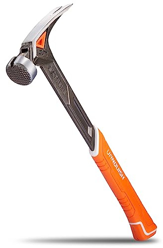 VANQUISH 17 oz Framing Hammer, Straight Claw Hammer with Magnetic Nail Holder, Rip Claw Hammer with Milled Face & Shock Absorbing Grip, Heavy Duty One-piece Forged Hammer 0527