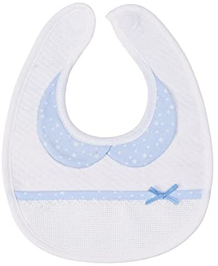 Filet - Bavaglino neonato con colletto colorato |Tasca in Tela Aida 55 fori |Chiusura in Velcro | Confezione da 1 | 100% Made in Italy