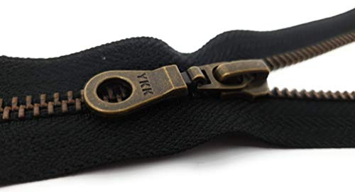 YKK Reißverschluss teilbar aus Metall mit Zipper in antik Gold 580 Schwarz 60 cm