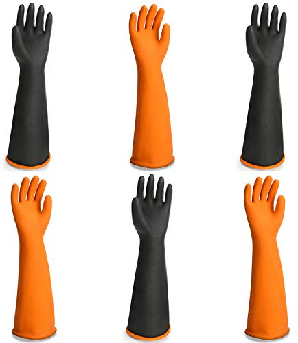 ENPOINT Chemical Resistant Gloves, 22 Waterproof Long Rubber Chemical Lab Gloves for Cleaning Car, Kitchen Dishwashing, Gardening, Acid Alkali Oil Protection, Industry, 3 Pairs, XXL