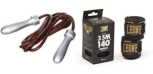 Leone 1947 PRO Corda Salto, Marrone, 8 Mm & AB705, Bendaggi Legionarivs Unisex – Adulto, Nero/Oro, 3.5