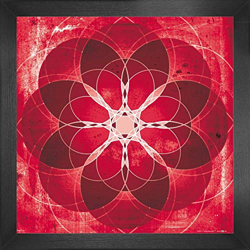1art1 Mandalas Poster Kunstdruck Bild und MDF-Rahmen - Rot, Kraft, Energie, Liebe Und Leidenschaft (40 x 40cm)