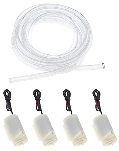 Create idea 4 Stücke Mini Wasserpumpe Tauchpumpe Micro Motorpumpe DC 3V-5V + 3M Transparente Schlauch für Aquarium Garten zur Bewässerung Pflanzen Blumen