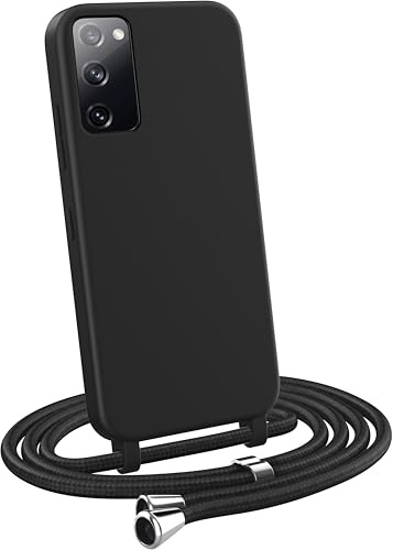 MyGadget Handykette für Samsung Galaxy S20 FE - [ Hülle mit verstellbaren Band ] - TPU Handyhülle mit Handyband zum Umhängen - Kordel Schnur Case Schutzhülle - Schwarz