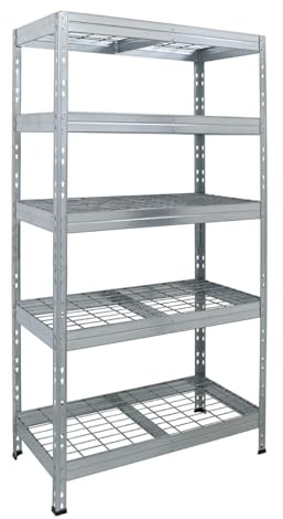 Master Regale Rivet Schwerlastregal mit Stahlgitter-Boden 180x90x45cm(HxBxT) 5 Böden 250 kg pro Boden verzinkt