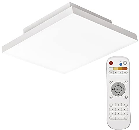 EMOS LED Deckenleuchte 18W dimmbar mit Fernbedienung, rahmenlos, CRI 95, einstellbare Helligkeit 125-1250 lm und Lichtfarbe 2700-6000 K für Wohnzimmer, Kinderzimmer, Schlafzimmer, Flur, Büro, 29,5 cm, Weiß