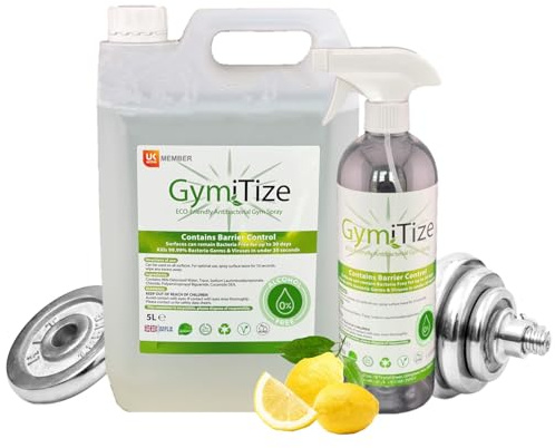 Gym Equipment Cleaning, 5 ltr Tub + Sanitiser Trigger Spray Bottle | GymiTize, Eco Friendly , With Advanced Barrier Technology, (1 x 5 litres, 1 x Spray Bottle)