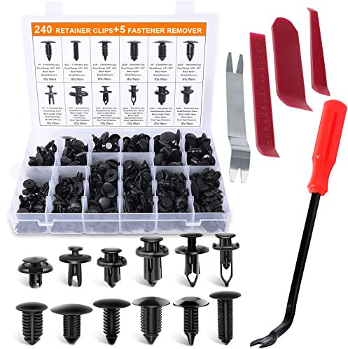Rivetti in Plastica per Auto 245 Pcs Universali di Fissaggio Clip Pannello Porta Clip Paraurti Trim Plastica Clip Set con 5 PCS Strumenti Rimozione