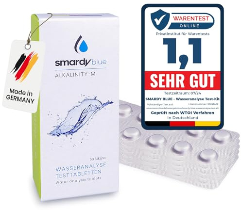 smardy 50 Pastilles Alka-M pour Photomètre – comprimés de test alcalinité-M (TAC) pour testeurs électroniques PoolLab, SCUBA II, BAYROL – piscine, spa, aquarium & eau potable – Made in Germany