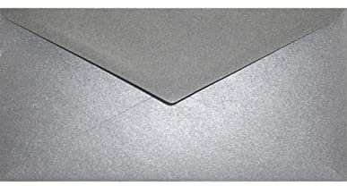 Netuno 25 Umschläge Perlmutt-Dunkelgrau DIN lang 11x22 cm glänzend und edel | 120g Aster Metallic Grey · elegante festliche graue Briefumschläge für Gala, Jubiläum & Grußkarten