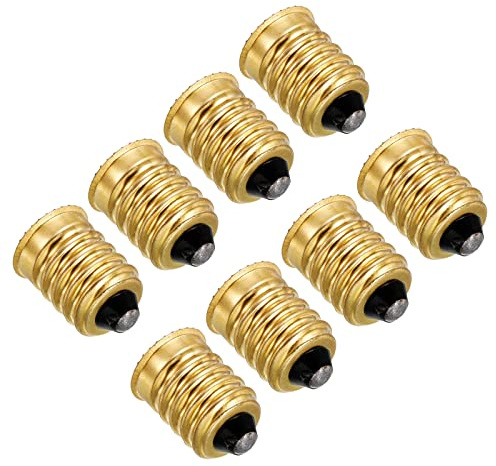 PATIKIL E14 bis E12 Adapter Konverter Lampenfassung 8-Pack golden | Europäischer Sockel (E14) bis Kandelaberschraube (E12) Reduzierer Glühbirnenfassung