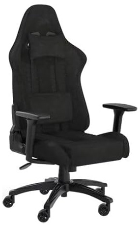 Corsair TC100 RELAXED Gaming Chair - Fabric - Racing-Inspired Design - Lumbar Pillow - Detachable Memory Foam Neck Pillow - Adjustable Seat Height - Adjustable Armrests - Black