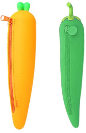 Molyorch 2 Stück Kieselgel Reißverschluss Stifthalter, Gemüse Form Federmäppchen, Bleistiftkoffer-Organizer, für Schulbedarf Stiftetui, Büro Stiftetui, Kleinteile Kit