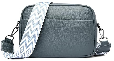 FORRICA Umhängetasche Damen Kleine Leder Mädchen Crossbody Tasche Modische Frauen Schultertasche mit Breiter Gurt Blau