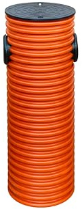 SP Drainageschacht DN315 DN400 mit Anschluss 2xDN110 Deckel Sickerschacht KG Schacht Kontrollschacht KG Rohr Drainagerohr (DN315 mit Boden), Schwarz/Orange