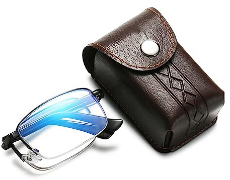 Lanomi Faltbare Multifokale Lesebrille Blaulichtfilter Metallrahmen Gleitsichtbrille Kompakte Lesehilfe Leichte Klappbrille mit Etui Schwarz 2.0