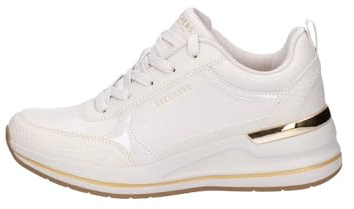 Skechers Billion 2 Fine ShineBILLION 2 Mid Lace UP para Mujer, Borde de Charol Duraleather Blanco Roto, 39 EU